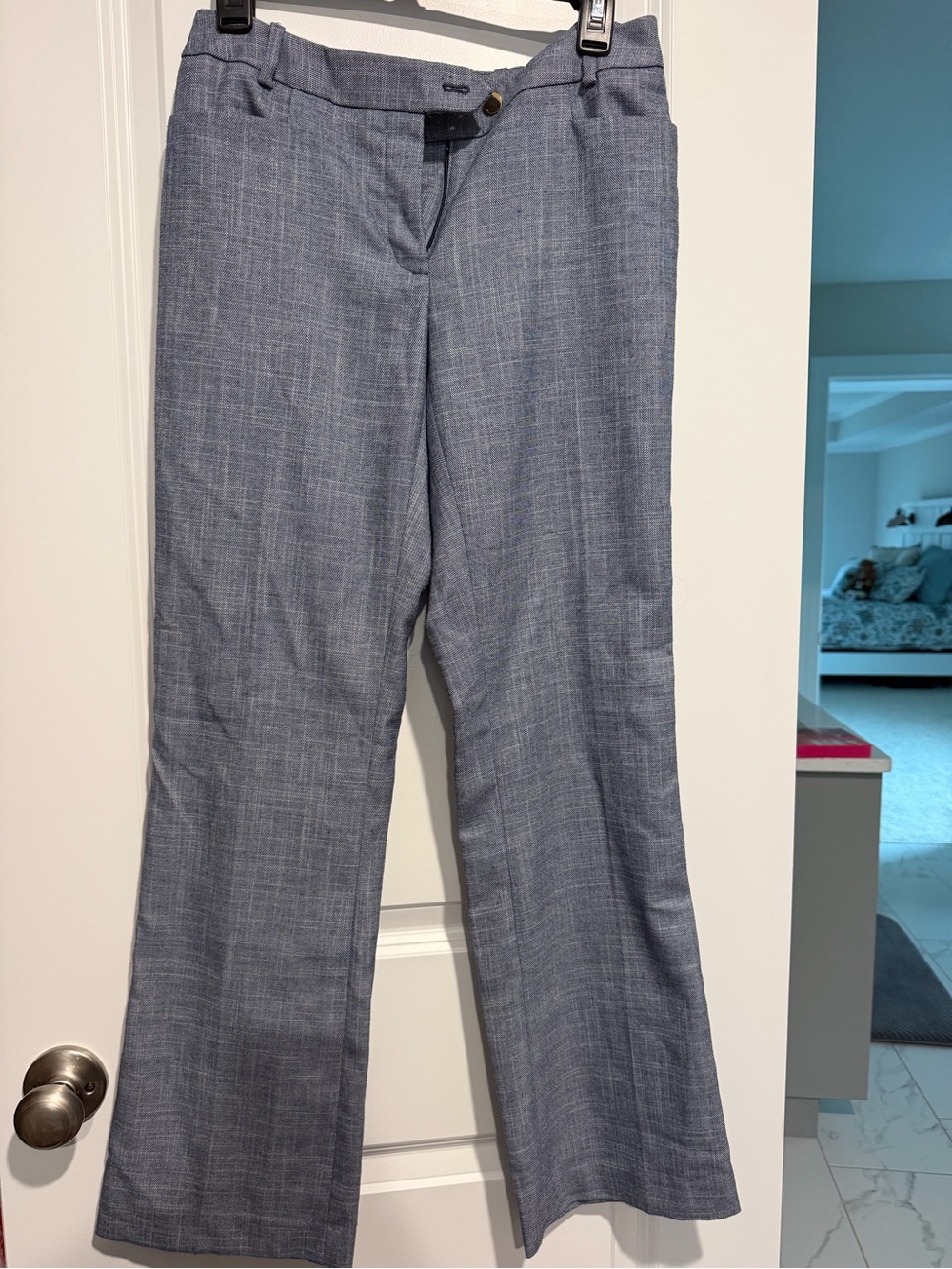 Calvin Klein Blue Glen Plaid Wide-Leg Jeans